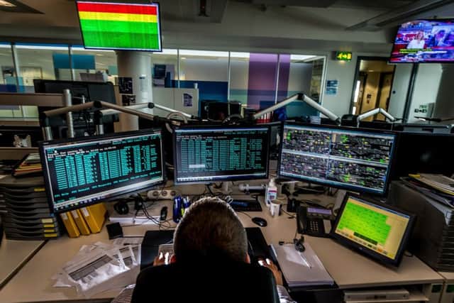 This is a rare photo taken inside the TransPennine Express control room.