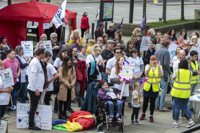 The protest in Leeds over a lack of support for pupils with special needs.