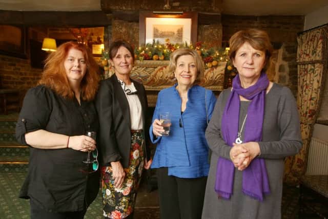 Last Tango in Halifax dinner and discussion evening at Holdsworth House Hotel, Holmfield. From the left, writer Sally Wainwright, Holdsworth House owner Gail Moss, Last Tango star Anne Reid and series producer Karen Lewis.