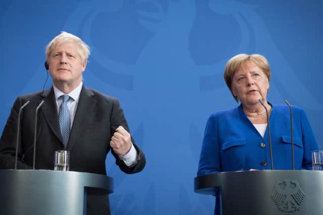 Boris Johnson and Germany's leader, Angela merkel, hold a joint press conference.