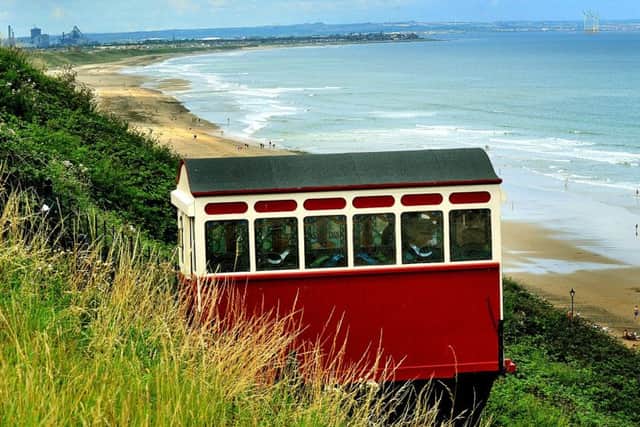One of the cars on the Saltburn cliff tramway.