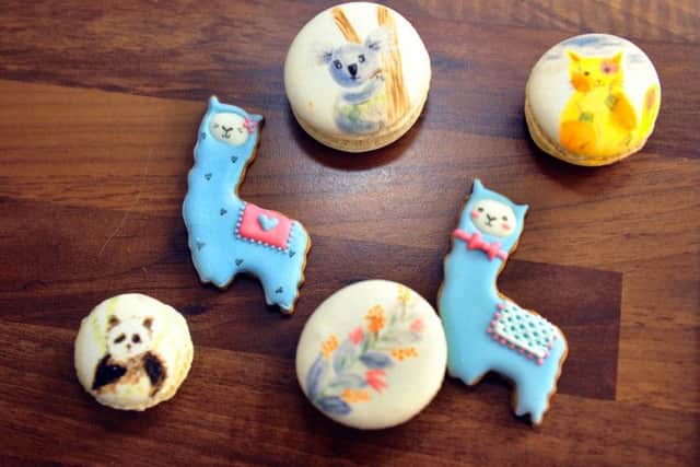 Some of   Kim Joy's   decorated biscuits and macarons