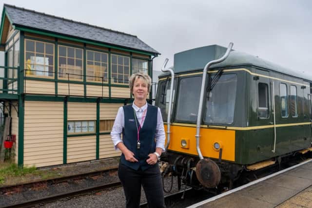 Heritage linesl ike the Wensleydale Railway depend on volunteers like Sue Threadgold.