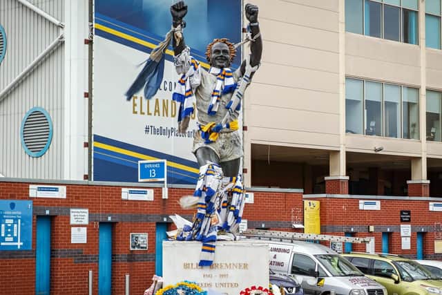 A statue of Billy Bremner at Leeds United's Elland Road, by Frances Segelm. Photo: Vic Allen.