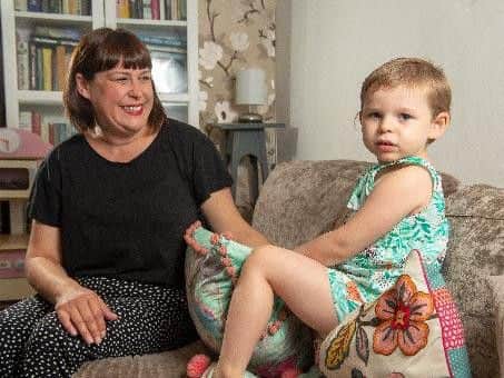Connie Annakin, aged three, who has been diagnosed with the fatal genetic condition Batten disease, pictured with mother Caroline Day.