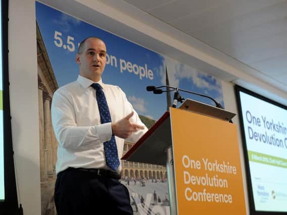 Jake Berry speaks at a conference in Leeds earlier this year.