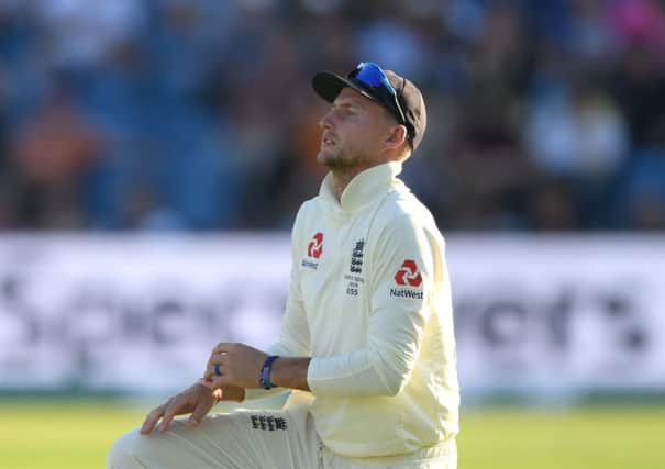 TOUGH DAY AT THE OFFICE: England captain Joe Root shows his frustration on day two at Headingley. Picture: Stu Forster/Getty Images