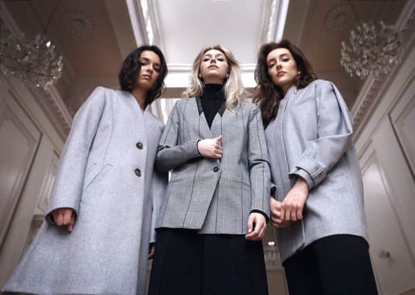 From left to right: From the Avie Edition 1.0 collection: The Tailored 1.0 coat; the Check Blazer 1.0, £450; The Weekend 1.0 coat, £570.