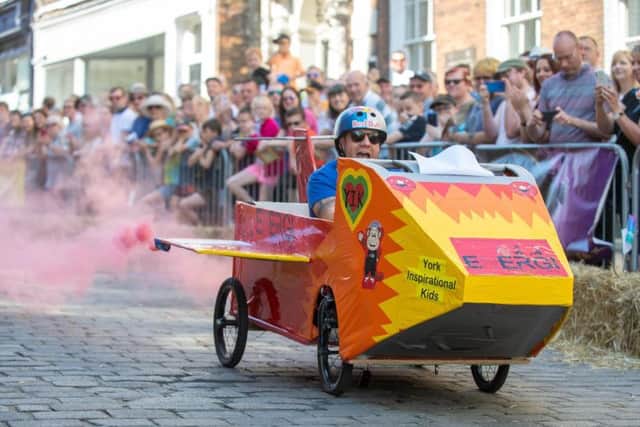A cart taking part in The York Bid Micklegate Run Soap Box Challenge.
Picture: Bruce Rollinson.