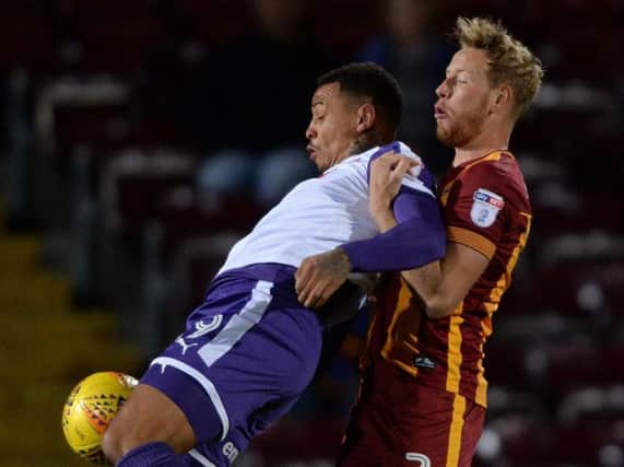 Adam Thompson, pictured in action for Bradford City against new club Rotherham United.