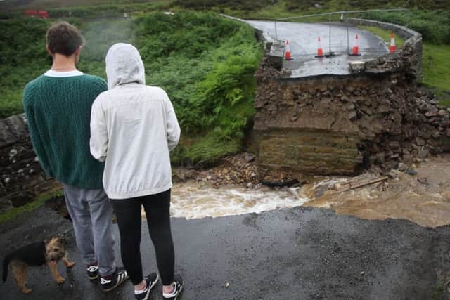 Roads were washed away on Grinton Moor during last month's floods.