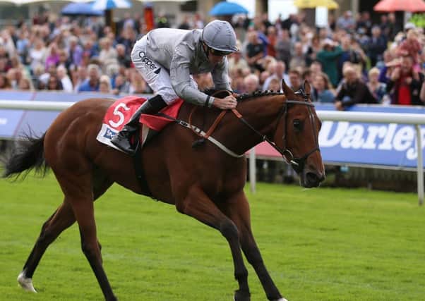 Living In The Past could head to America for the Breeders' Cup after landing York's Lowther Stakes under Danny Tudhope.