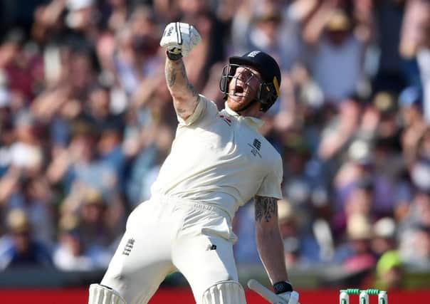 Ben Stokes of England celebrates hitting the winning runs (Picture: Gareth Copley/Getty Images)