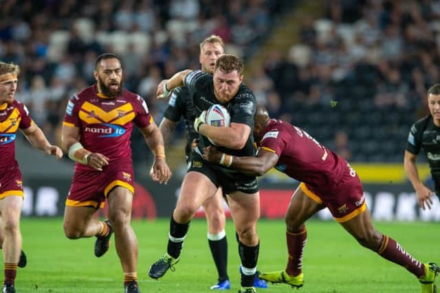 Hull FC's Scott Taylor on the charge. (PIC: BRUCE ROLLINSON)