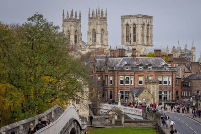 York Minster - seen from the city walls - will host Ellie Goulding's marriage ceremony
