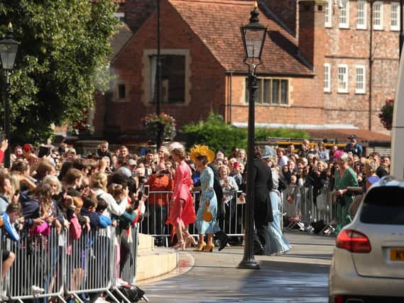 Crowds gather outside York Minster as the guests arrive
