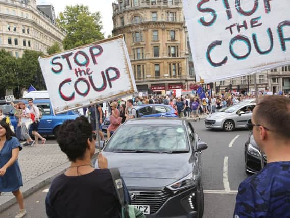 Protests took place in London and around the country this weekend at the decision to prorogue Parliament. Picture: PA