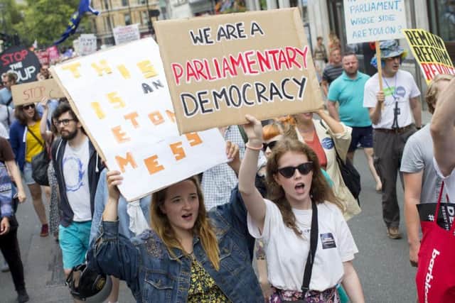 Protests took place in London this weekend against the decision to suspend Parliament. Picture: PA