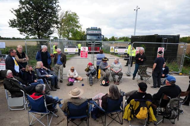 Protesters attempted to frustrate the start of fracking in Kirby Misperton during 2017.