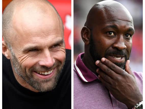 Rotherham United manager Paul Warne (left) and Doncaster Rovers boss Darren Moore (right)