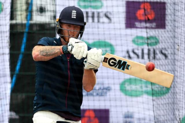 England's Ben Stokes bats during a nets session at Old Trafford. Picture: Simon Cooper/PA