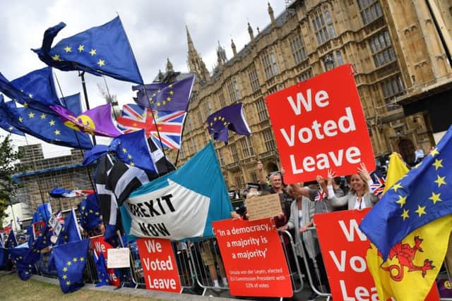 Rival Leave and Remain protests outside Parliament.