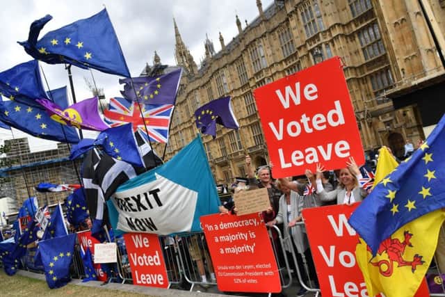 Brexit protesters once again gathered outside the Houses of Parliament this week.