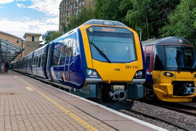 New Northern train operating between Leeds-Bradford-Ilkley and Skipton from the 9th of next month, leaving Bradford Forster Square railway station. Pic: James Hardisty