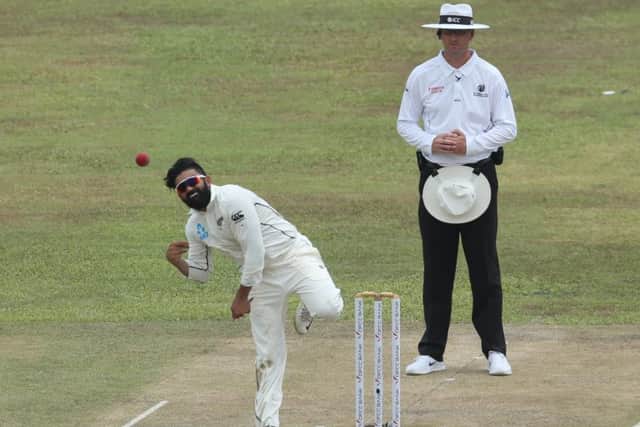 HEADINGLEY-BOUND: New Zealand's Ajaz Patel in action against Sri Lanka in Galle last month. Picture: Buddhika Weerasinghe/Getty Images)
