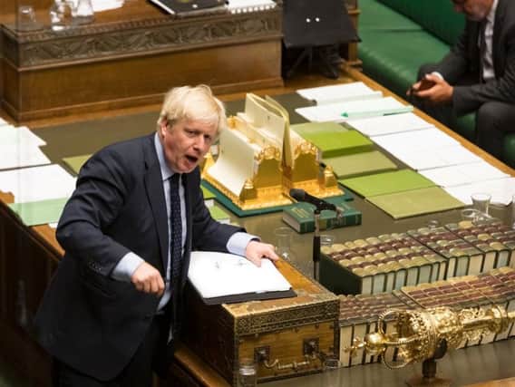 Boris Johnson appears in Parliament. Pic: Uk Parliament/Roger Harris