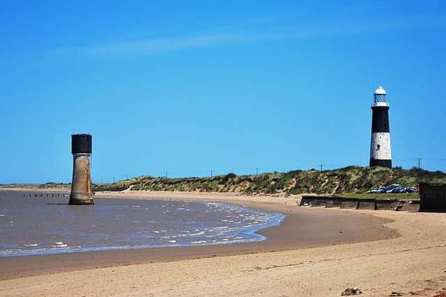 A lighthouse at Spurn Point. Ravenser Odd and Ravenspurn once lay a stone's throw from this site before they were consumed by the sea.