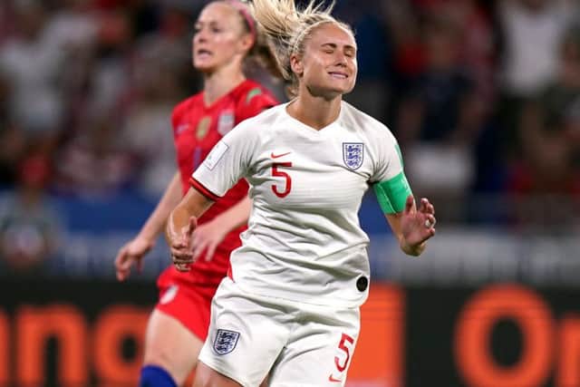 The player after missing her penalty kick during the FIFA Women's World Cup Semi Final match at the Stade de Lyon in July 2019. Photo: John Walton/PA.