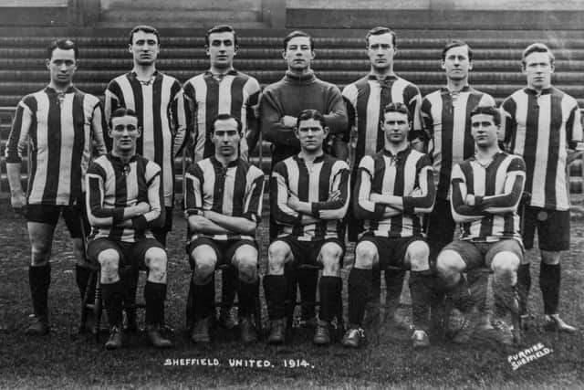 Sheffield United's 1915 FA Cup winning team, depicted on a postcard