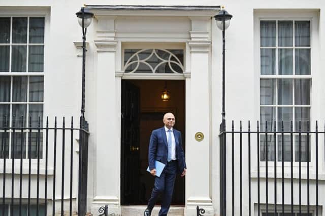 Sajid Javid outside Number 11 Downing Street. Pic: PA
