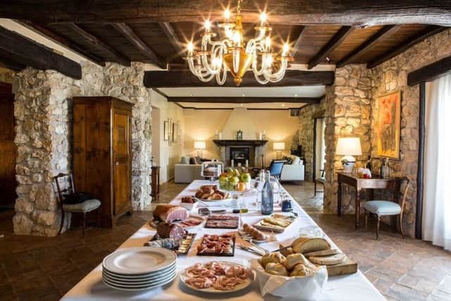 Breakfast  in the Long Room is a feast of local Italian produce at the Casale San Pietro.