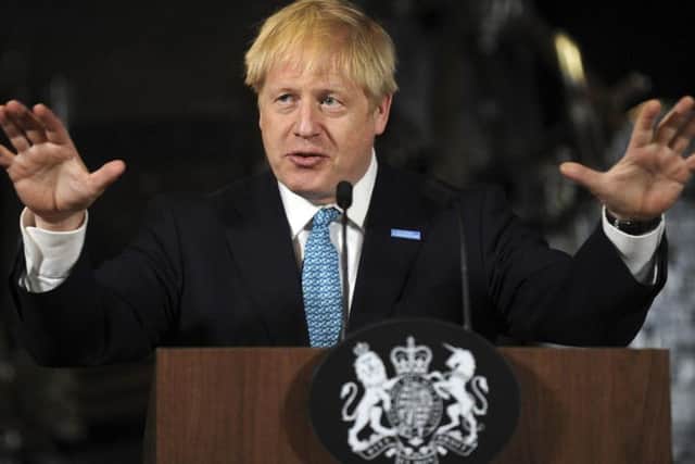 Boris Johnson gives a speech in Manchester. Pic: PA