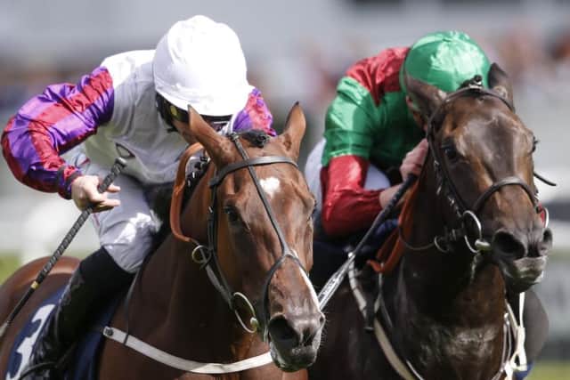 The Karl Burke-trained Laurens (left) has won Group One races at the ages of two, three and four.