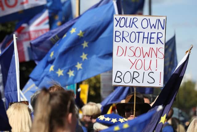 Anti-Brexit protesters continue to take place outside the Houses of Parliament.