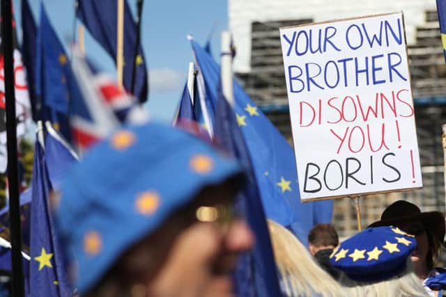 Anti-Brexit protests outside the Houses of Parliament.