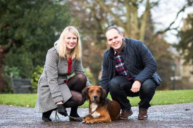 Andrew and Louise Macbeth with their dog Wookie