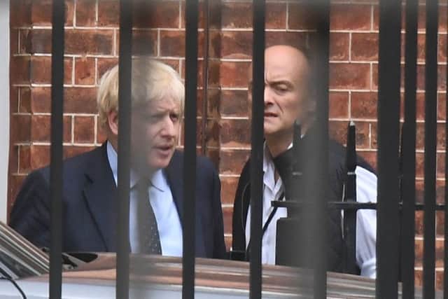 Boris Johnson with his chief of staff Dominic Cummings at 10 Downing Street.