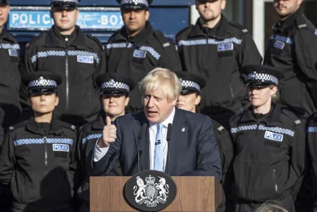 Boris Johnson addressed new police recruits in Wakefield last week.