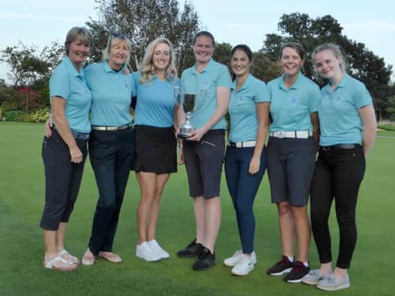 New YLCGA Division One Scratch Team champion Woodsome Hall, l-r, Anne Taylor, Pamela Blake, Molly Lumley, Emma Taylor, Melissa Wood, Lily Hirst, and Beth Prince.