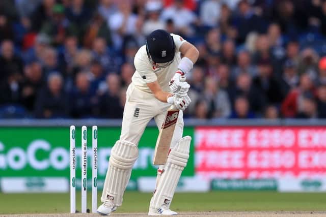 England's lost the crucial wicket of captain Joe Root late on Saturday at Old Trafford. Picture: Mike Egerton/PA