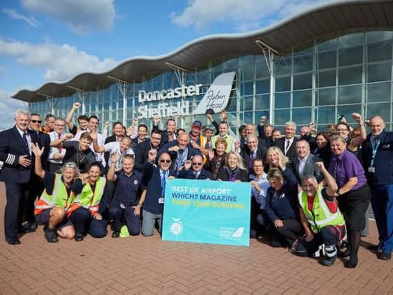 The Doncaster Sheffield Airport team celebrate being named Which? best UK airport