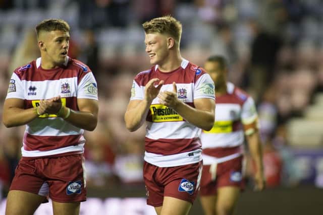 Wigan's Morgan Smithies, right, is in running for Super League Young Player of the Year (Isabel Pearce/SWpix.com)