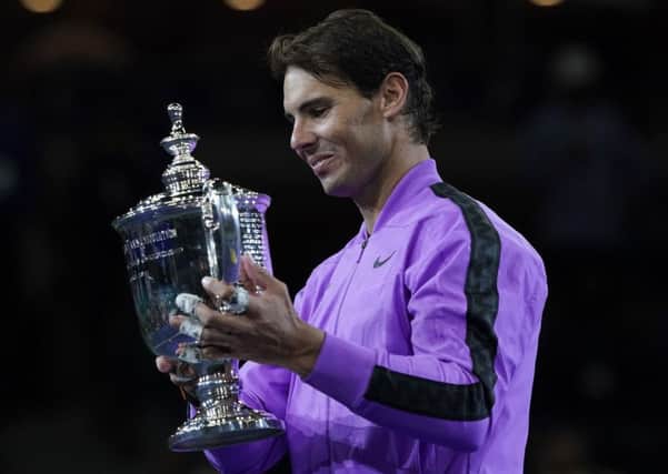 Rafael Nadal holds the US Open trophy after defeating Daniil Medvedev. Picture: AP/Eduardo Munoz Alvarez