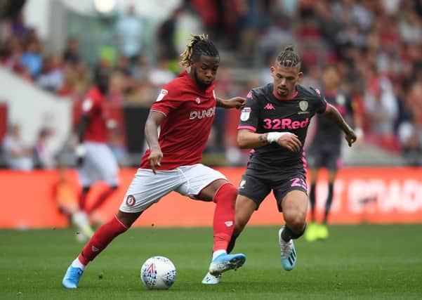 Kasey Palmer is challenged by Kalvin Phillips at Ashton Gate earlier this season. Picture: Alex Davidson/Getty Images