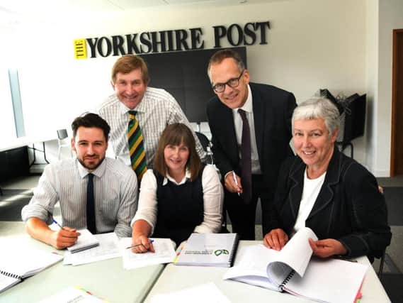 Judges gather to deliberate over the winners of The Yorkshire Post's 2019 Rural Awards. From left, The Yorkshire Post's Ben Barnett, Charles Mills, show director at the Yorkshire Agricultural Society, Rachael Gillbanks, regional communications adviser for the National Farmers' Union, Bill Meredith, principal and chief executive of Bishop Burton College and Dorothy Fairburn, northern director of the Country Land and Business Association. Picture by Jonathan Gawthorpe.