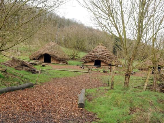 The three replica Iron Age longhouses at the Herd Farm outdoor activity centre near Leeds will be used as a film set